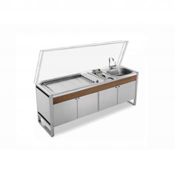 Cuisine extérieure Oasi 205C + couvercle + Plancha Gaz 80 + Evier + Friteuse