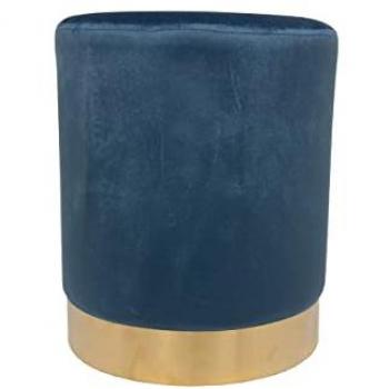 Puff blu a forma di cilindro, modello “Velvet”