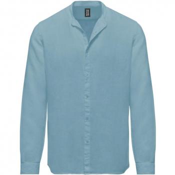 Linen Mandarin Collar Shirt – BomBoogie Blue
