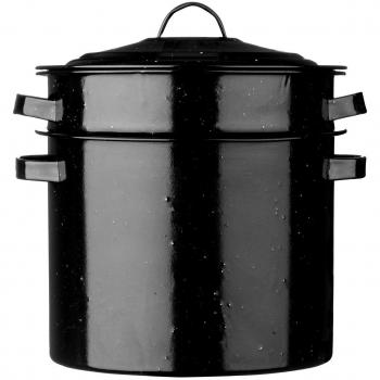 Premier Housewares Vintage Enamel Pasta Pot 22cm Dia Black Speckled With Lid