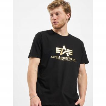 Alpha Industries Men's Basic Foil Print Shirt, Black/YG, Size 2XL