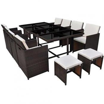 Gartenset 13-tlg. mit Kissen in Braun