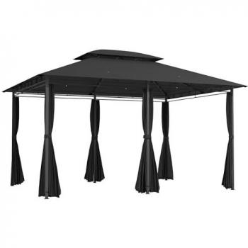 VistaVault 3x4 m Metal Frame Gazebo, Double Tier, Curtain Cover (Black)