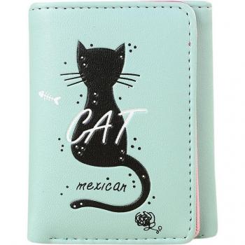 Mini Cat Print Wallet for Women