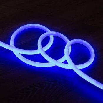 LED Neon Blu 360° 9 W/m Regolabile 220V, 5 m con Fuga di Taglio 100 cm, Certificazione IP67