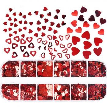 Paquete de lentejuelas de corazón marrón para decoración de uñas