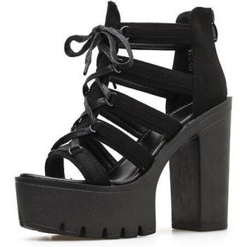 Women’s Flock Lace-Up Gladiator Sandals