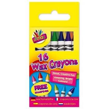 Hanging Box of 16 Vibrant Wax Crayons for Kids