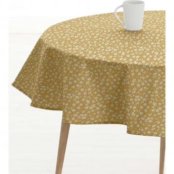 Nappe Ronde en Résine Anti-taches 140 cm en Coton Bio