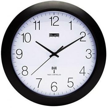 Stylische 30 cm große Funk-Wanduhr in Schwarz-Weiß