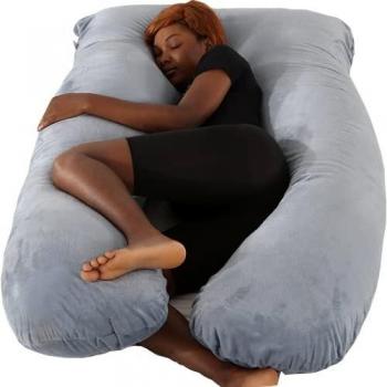 Back & Belly Support U‑Pillow with Velvet Cover