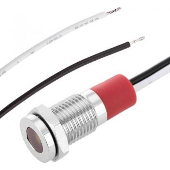 Lampe témoin LED 8mm 220VAC pour montage sur panneau blanc