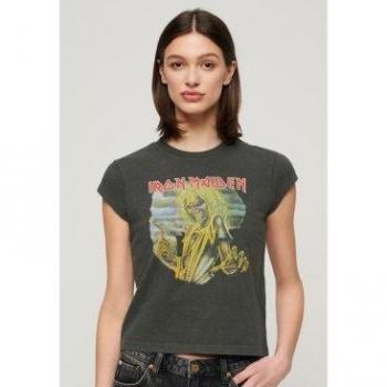 Superdry Maglia a Manica Corti Iron Maiden Cap Band Merce Nera S