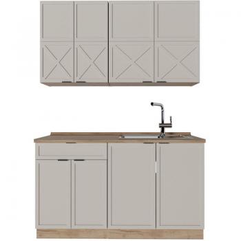 Vicco Cucina Completa 140 cm – Grigio Beige Rovere Dorato, PL Rovere