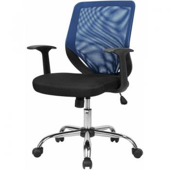 Sedia da Ufficio Albany, Poltrona Direzionale a Rete con Braccioli, Ergonomica, 60x54h90/98 cm, Nero e Blu