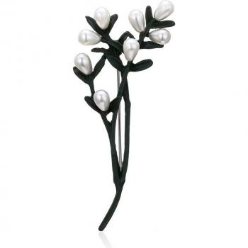 Broche decorativo de rama con perlas, accesorio femenino, 1 ud