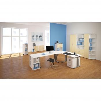 Geramöbel Flex Weißer Standcontainer mit Ahornfurnier und 2 Schubladen, 80.0 x 42.0 x 72.0 cm