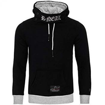 Stehkragen Sweatshirt Rusty Neal – Kapuzenvariante, schwarz, Gr. XL, modernes Design