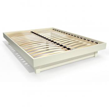 Lit double plateforme bois massif Ivoire 140x190