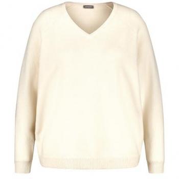 Samoon Damen Pullover mit V-Ausschnitt in Beige 48/XL