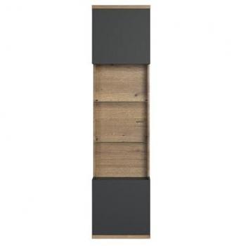 Ebuy24 Vitrine Norris Vitrinenschrank grau, Eiche dekor