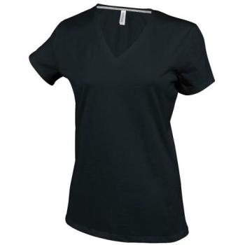Feminine V-Shape Short Sleeve Shirt for Women – Black, L