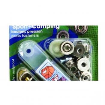 10 boutons-pressions 15 mm pour camping et sport