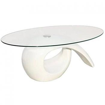 Mesa de café ovalada de vidrio pulido