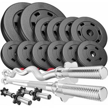 Kit d'haltères 45 kg avec barre SZ et barres courtes