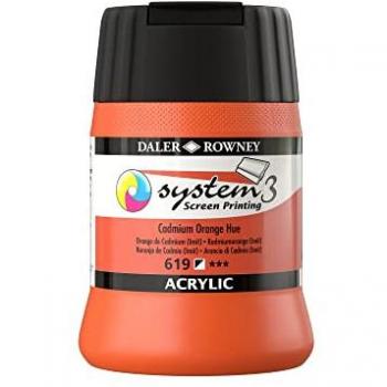 Daler Rowney System 3 Encre Sérigraphique, 250 ml, Teinte Orange Cadmium