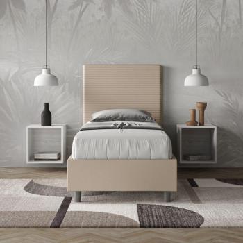 Conjunto cama y base con contenedor gris tórtola 80x210
