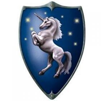 Naturholz Ritter Schild mit Einhorn – Geschenkidee
