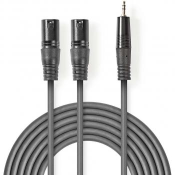 XLR 3-pins male naar 3,5 mm male Audiokabel 1,5 m Grijs