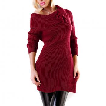 Lucky Carmen Rippstrick Dress – Business Mini, Off-Shoulder, S/M mit Schnürung