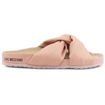Love Moschino Women's Pink Napa Leather Slides