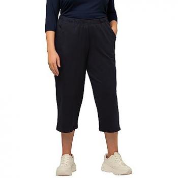 Pantaloni da ginnastica a 7/8 con cintura elastica, Donna, Blu, Taglia: 48/50