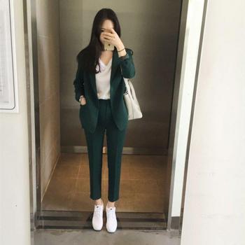 Alien Kitty Women's Solid Blazer and Trousers Set
