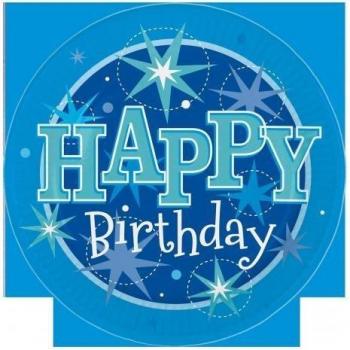 Pioneer Europa Happy Birthday Glitzer Teller (Packung mit 8) Blau