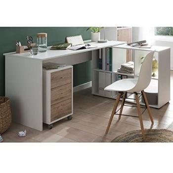 Lomadox Schreibtisch BRAGA-80 in weiß und Wildeiche Nb