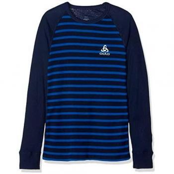 Odlo ML WARM, Sweatshirt SUW TOP Crew Neck L/S ACTIVE Originals K Enfant, Bleu (Diving Navy/Energy Blue/Stripes), FR : M