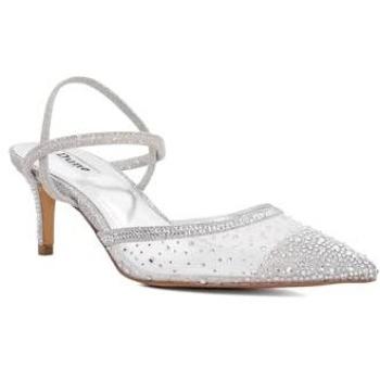 Silberne Dune London Slingback mit Metallierter Faser – Standard Passform, Spitzenstil