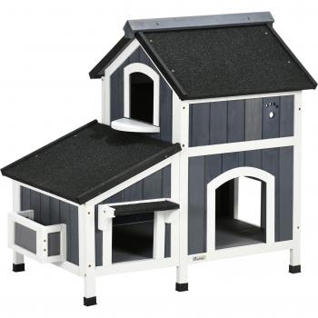 Caseta para Gatos de Madera con Techo Asfáltico 96x65x85,5 cm