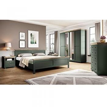 Doppelbett Schlafzimmer Set EPSOM-83, 160 x 200 cm, grün mit Lefkas Eiche Nb