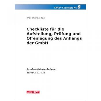 FARR Checkliste 8 für die Aufstellung Prüfung und Offenlegung des Anhangs der GmbH