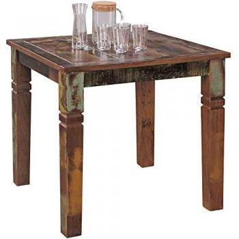 KADIMA DESIGN Rustikaler Landhaus-Massivholz Esstisch DIANA 80x80 cm Beige stabil pflegeleicht