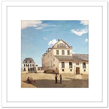 Corot House & Factory, 8×8 Wooden Framed Picture – White Mount
