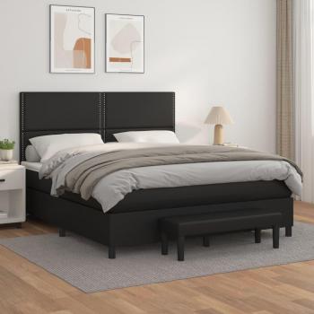 VidaXL Boxspringbett mit Kunstledermatratze 160x200 cm Schwarz