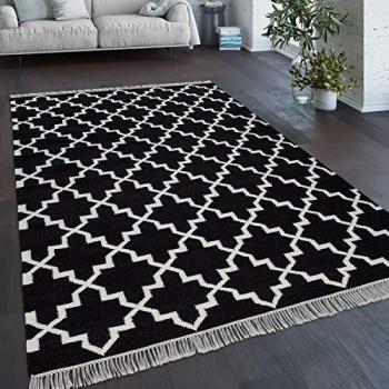 Tapis Artisanale Marocain Frangé Noir 60x110 cm