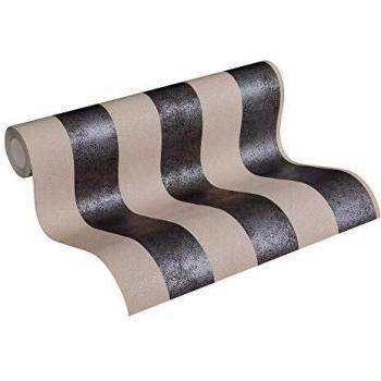 Papel pintado decorativo rayas modernas negro y marrón
