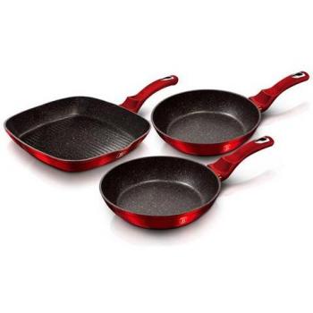 Sartén & Grill Duo Burgundy – aluminio forjado, rojo brillante, apto para inducción